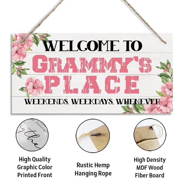 White_Welcome_Sign,_Welcome_Home_Decor_Gift_|_For_Grammy,_Decorative_Hanging_Wall_Plaque_Wood_Sign,_Grammy_Home_Decor,_Gift_|_For_Grammy_Mom_Grandma,_Welcome_To_Grammy'S_Place_Weekends,_Weekdays,_Whenever