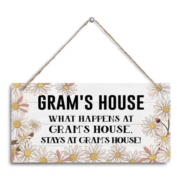 White_Gram'S_House_Sign,_Gram_Home_Decor_Gift,_Gift_|_For_Grandma,_Decorative_Hanging_Wall_Plaque_Wood_Sign,_Farmhouse_Home_Wall_Decor,_Family_Decor,_Gram_Gift_|_For_Mother'S_Day_Birthday_Christmas