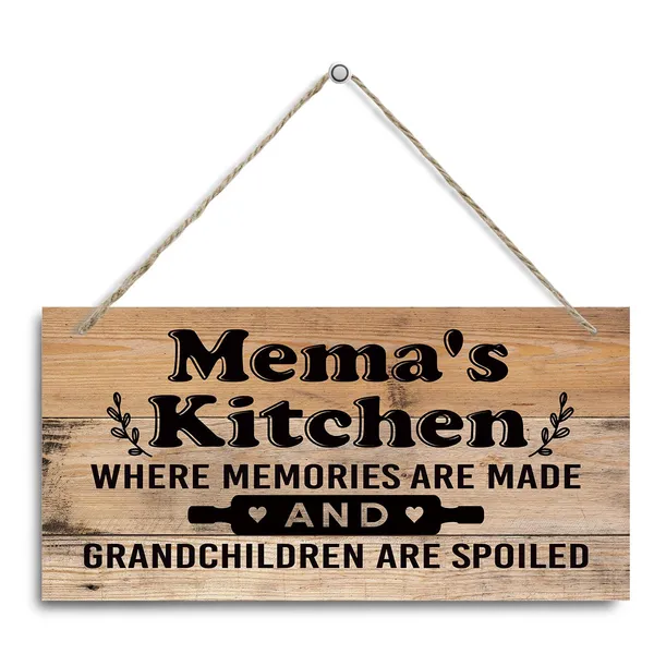 White_Mema'S_Kitchen_Sign_-_Where_Memories_Are_Made_And_Grandchildren_Are_Spoiled,_Mema_Home_Decor_|_For_Kitchen,_Decorative_Hanging_Wall_Plaque_Wood_Sign,_Mema_Gift,_Grandma_Gift_From_Grand_Kids