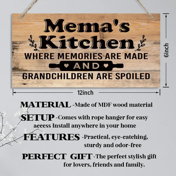 White_Mema'S_Kitchen_Sign_-_Where_Memories_Are_Made_And_Grandchildren_Are_Spoiled,_Mema_Home_Decor_|_For_Kitchen,_Decorative_Hanging_Wall_Plaque_Wood_Sign,_Mema_Gift,_Grandma_Gift_From_Grand_Kids