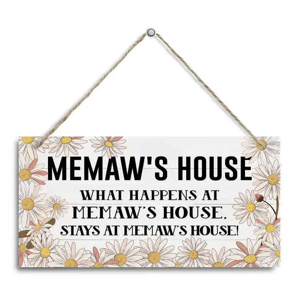 White_Memaw'S_House_Sign,_Memaw_Home_Decor_Gift,_Gift_|_For_Mom,_Decorative_Hanging_Wall_Plaque_Wood_Sign,_Wall_Decor_Art,_Farmhouse_Decor_|_For_Living_Room,_Memaw_Gift_|_For_Mother'S_Day_Birthday_Christmas