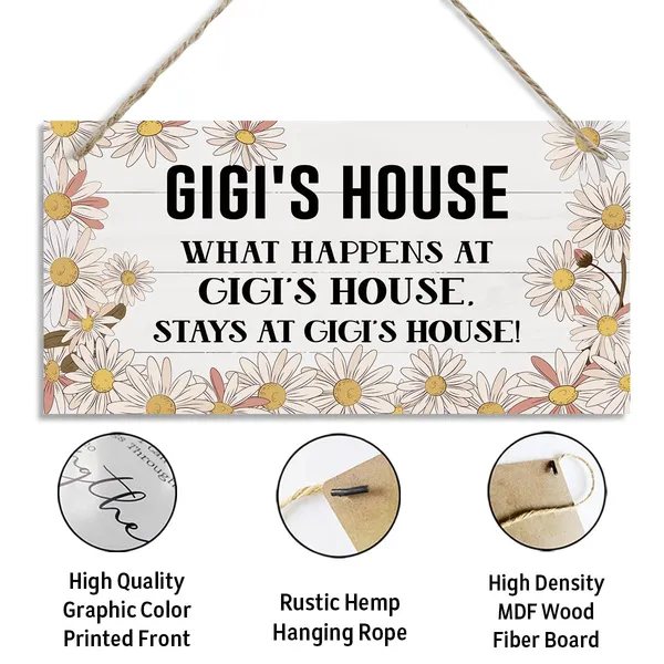 White_Gigi'S_House_Sign,_Gigi_Home_Decor_Gift,_Grandparents_Gift,_Decorative_Hanging_Wall_Plaque_Wood_Sign,_Farmhouse_Decor_|_For_Living_Room,_Family_Decor,_Grandparents_Gift_|_For_Birthday_Christmas