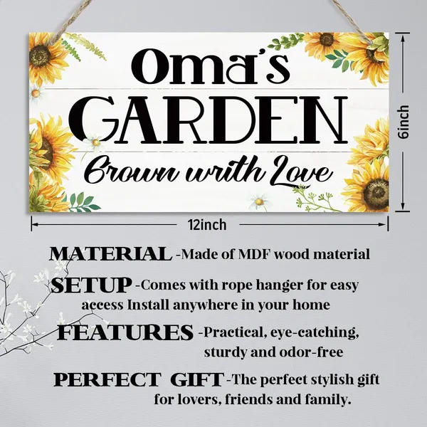 White_Oma'S_Garden_Grown_With_Love_Sign,_Decorative_Hanging_Wall_Plaque_Wood_Sign,_Rustic_Hanging_Decor,_Sunflower_Wood_Sign,_Home_Garden_Yard_Decor_|_For_Indoor_And_Outdoor,_Oma_Gift_All_Occasion