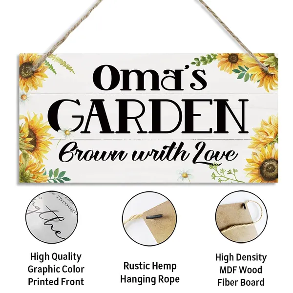 White_Oma'S_Garden_Grown_With_Love_Sign,_Decorative_Hanging_Wall_Plaque_Wood_Sign,_Rustic_Hanging_Decor,_Sunflower_Wood_Sign,_Home_Garden_Yard_Decor_|_For_Indoor_And_Outdoor,_Oma_Gift_All_Occasion