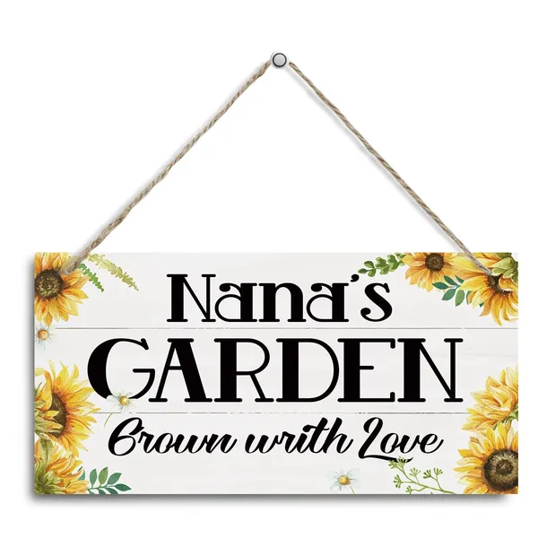 White_Nana'S_Garden_Grown_With_Love_Sign,_Nana_Gift,_Decorative_Hanging_Wall_Plaque_Wood_Sign,_Floral_Decor,_Mother'S_Day_Gift_|_For_Grandma_Nana,_Sunflower_Decor,_Garden_Yard_Decor,_Rustic_Home_Decor_Sign