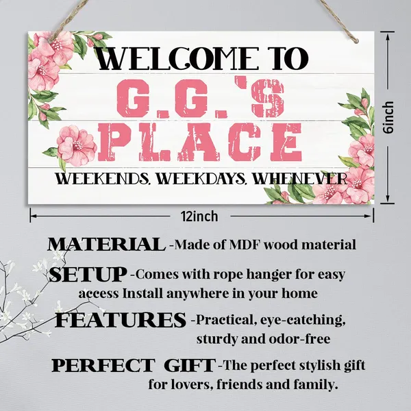 White_Welcome_Sign,_Welcome_Home_Decor_Gift_|_For_G.G.,_Decorative_Hanging_Wall_Plaque_Wood_Sign,_Rustic_Decor_Fro_Front_Door,_Gift_|_For_G.G._Grandparents,_Welcome_To_G.G.'S_Place_Weekends,_Weekdays,_Whenever