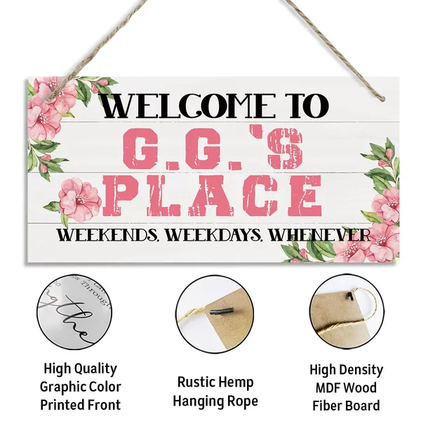 White_Welcome_Sign,_Welcome_Home_Decor_Gift_|_For_G.G.,_Decorative_Hanging_Wall_Plaque_Wood_Sign,_Rustic_Decor_Fro_Front_Door,_Gift_|_For_G.G._Grandparents,_Welcome_To_G.G.'S_Place_Weekends,_Weekdays,_Whenever
