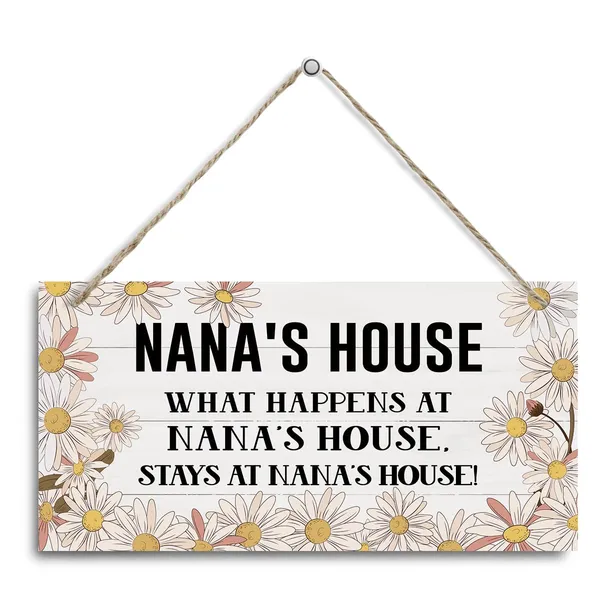 White_Nana'S_House_Sign,_Nana_Home_Decor_Gift,_Gift_|_For_Grandma,_Decorative_Hanging_Wall_Plaque_Wood_Sign,_Farmhouse_Decor_|_For_Front_Door,_Family_Decor,_Nana_Gift_|_For_Mother'S_Day_Birthday_Christmas