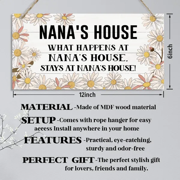 White_Nana'S_House_Sign,_Nana_Home_Decor_Gift,_Gift_|_For_Grandma,_Decorative_Hanging_Wall_Plaque_Wood_Sign,_Farmhouse_Decor_|_For_Front_Door,_Family_Decor,_Nana_Gift_|_For_Mother'S_Day_Birthday_Christmas