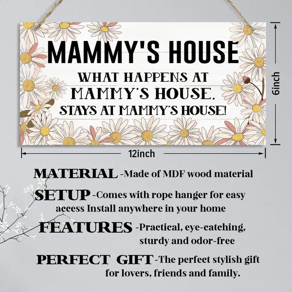 White_Mammy'S_House_Sign,_Mammy_Home_Decor_Gift,_Decorative_Hanging_Wall_Plaque_Wood_Sign,_Warm_Home_Decor,_Farmhouse_Decor_|_For_Front_Door,_Family_Decor,_Mammy_Gift_|_For_Mother'S_Day_Birthday_Christmas
