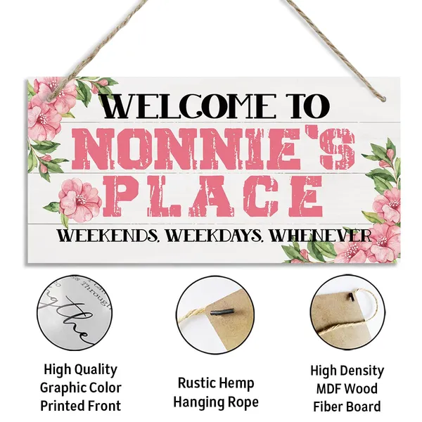 White_Welcome_Sign,_Welcome_Home_Decor_Gift_|_For_Nonnie,_Decorative_Hanging_Wall_Plaque_Wood_Sign,_Gift_|_For_Nonnie_Grandma,_Nonnie_Birthday_Gift,_Welcome_To_Nonnie'S_Place_Weekends,_Weekdays,_Whenever