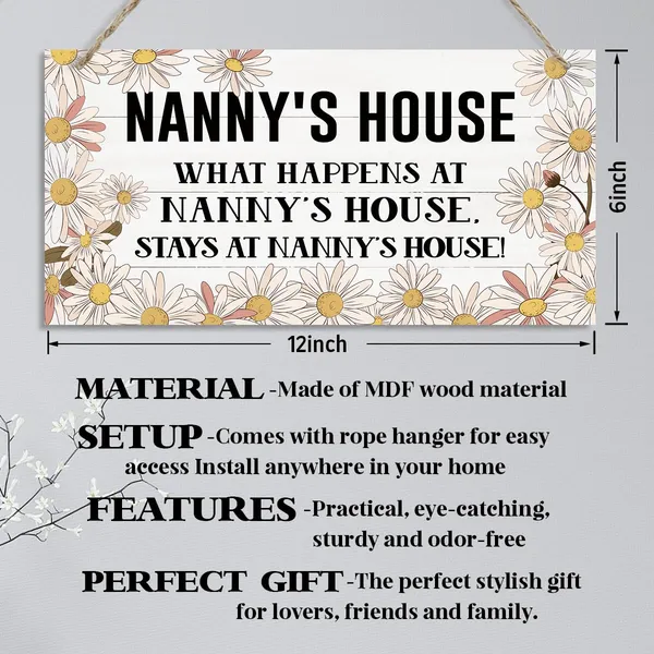 White_Nanny'S_House_Sign,_Family_Decor,_Nanny_Home_Decor_Gift,_Decorative_Hanging_Wall_Plaque_Wood_Sign,_Wall_Decor_Art,_Farmhouse_Decor_|_For_Front_Door,_Nanny_Gift_|_For_Mother'S_Day_Birthday_Christmas