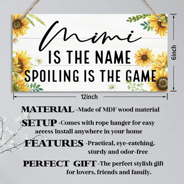 White_Mimi_Is_The_Name_Spoiling_Is_The_Game_Sign,_Mimi_Gift,_Decorative_Hanging_Wall_Plaque_Wood_Sign,_Funny_Gift_|_For_Mimi,_Mother'S_Day_Gift_|_For_Mimi_Mom_Grandma,_Mimi_Birthday_Gift,_Sunflower_Home_Decor