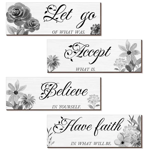 Grey_Joyhawk_4_Pieces_Flower_Wall_Decor_|_For_Bathroom,_Accept_Let-Go_Have-Faith_Believe_Wooden_Inspirational_Wall_Art_Decorations_|_For_Living_Room_Bedroom,Rustic_Wood_Farmhouse_Home_Spa_Laundry_Decor,_12_X_4_Inch