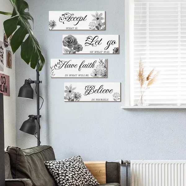 Grey_Joyhawk_4_Pieces_Flower_Wall_Decor_|_For_Bathroom,_Accept_Let-Go_Have-Faith_Believe_Wooden_Inspirational_Wall_Art_Decorations_|_For_Living_Room_Bedroom,Rustic_Wood_Farmhouse_Home_Spa_Laundry_Decor,_12_X_4_Inch