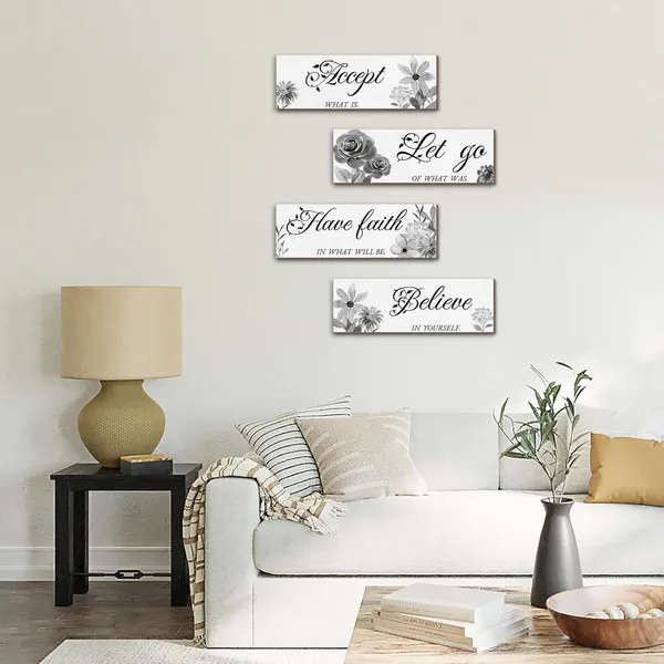 Grey_Joyhawk_4_Pieces_Flower_Wall_Decor_|_For_Bathroom,_Accept_Let-Go_Have-Faith_Believe_Wooden_Inspirational_Wall_Art_Decorations_|_For_Living_Room_Bedroom,Rustic_Wood_Farmhouse_Home_Spa_Laundry_Decor,_12_X_4_Inch