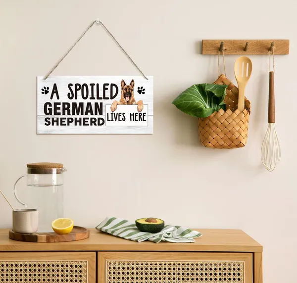 White_Pet_Decor_Signs,_Decorative_Wood_Hanging_Wood_Plaque,_German_Shepherd_Wood_Sign,_Rustic_Door_Hanger,_Wall_Decor_Art,_Farmhouse_Home_Decor,_Dog_Lover_Gift,_A_Spoiled_German_Shepherd_Lives_Here