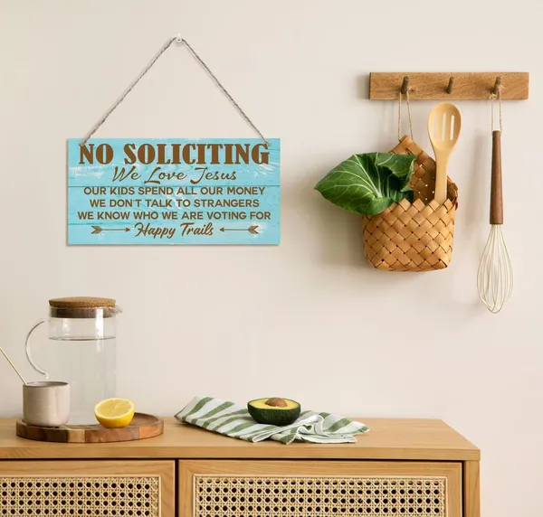 White_Christian_Signs,_Happy_Trails_Sign,_Decorative_Wood_Hanging_Wood_Plaque,_Wall_Decor_Art,_Religion_Artwork,_Farmhouse_Walldecor,_Home_Hanging_Decor_Sign,_No_Soliciting_We_Love_Jesus_Sign