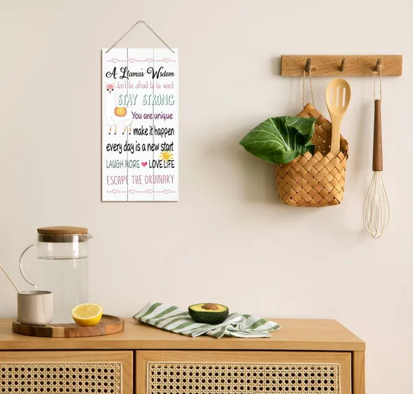 White_Home_Decor_Signs,_Decorative_Wood_Hanging_Wood_Plaque,_Wall_Decor_Art,_Wood_Decoration_|_For_Baby_Room,_Nursery_Decor,_Farmhouse_Wall_Decor,_Home_Office_Decor,_Motivational_Gift,_A_Llama'S_Wisdom_Sign