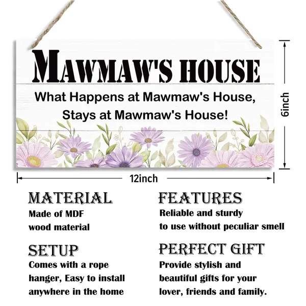 White_Rustic_Decor_|_For_Mawmaw'S_House,_What_Happens_At_Mawmaw'S_House_Stays_At_Mawmaw'S_House,_Floral_Wall_Decor,_Decorative_Wood_Hanging_Wood_Plaque,_Home_Decor,_Mawmaw_Gift_From_Grandson_Granddaughter