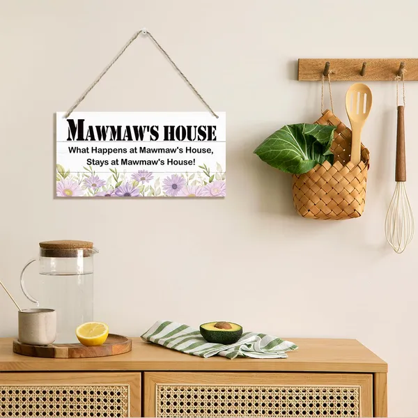 White_Rustic_Decor_|_For_Mawmaw'S_House,_What_Happens_At_Mawmaw'S_House_Stays_At_Mawmaw'S_House,_Floral_Wall_Decor,_Decorative_Wood_Hanging_Wood_Plaque,_Home_Decor,_Mawmaw_Gift_From_Grandson_Granddaughter