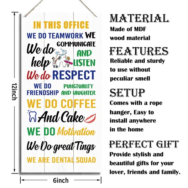 White_Qtgtir_Dentist_Gift,_Decorative_Wood_Hanging_Wood_Plaque,_Rustic_Wood_Decor,_Dental_Office_Decoration,_Inspirational_Decor_|_For_Dentist_Office,_Office_Door_Hanger,_Wall_Decor_Art,_Teamwork_Gift