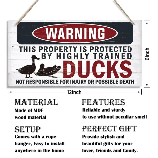 Multicolor_Funny_Warning_Signs,_The_Property_Is_Protected_By_Highly_Trained_Ducks_Sign,_Decorative_Wood_Hanging_Wood_Plaque,_Outdoor_Warning_Sign,_Farm_Yard_Decor,_Door_Sign,_Farmhouse_Home_Wall_Decor