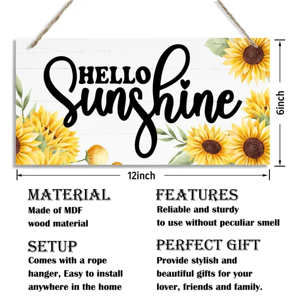 White_Hello_Sunshine_Sign,_Sunflower_Decor,_Decorative_Wood_Hanging_Wood_Plaque,_Country_Style_Wall_Decor,_Farm_Decor,_Garden_Yard_Decor,_Home_Kitchen_Decor,_Rustic_Welcome_Door_Hanger,_Front_Door_Decor