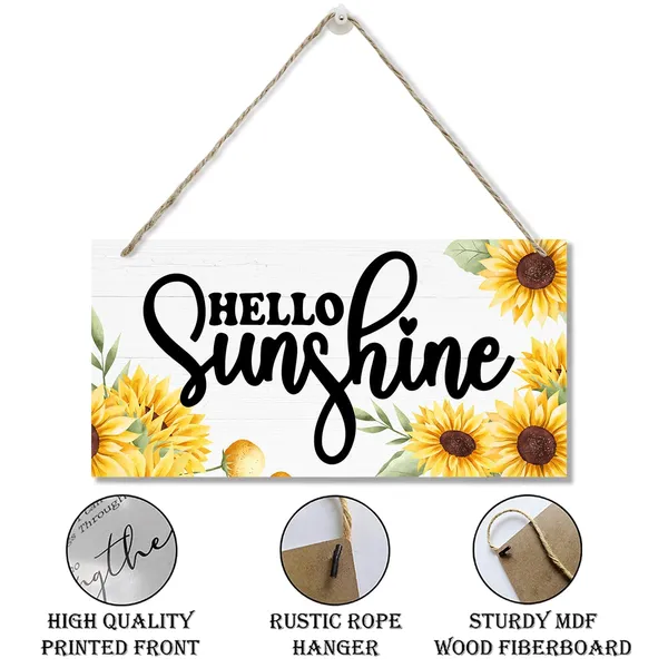 White_Hello_Sunshine_Sign,_Sunflower_Decor,_Decorative_Wood_Hanging_Wood_Plaque,_Country_Style_Wall_Decor,_Farm_Decor,_Garden_Yard_Decor,_Home_Kitchen_Decor,_Rustic_Welcome_Door_Hanger,_Front_Door_Decor
