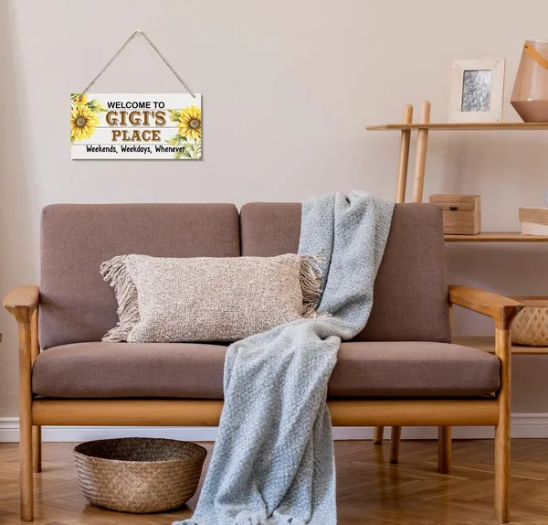 White_Rustic_Welcome_To_Gigi'S_Place_Decor_Sign,_Welcome_Decor_Sign,_Sunflower_Sign,_Hanging_Decorative_Wood_Plaque,_Printed_Wood_Art_Wall_Decor,_Porch_Decor_Sign,_Gigi'S_Gift,_Gift_|_For_Grandma_12X6In