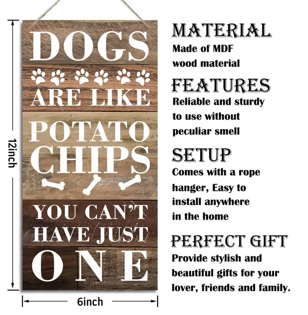 White_Pet_Decor_Signs,_Decorative_Wood_Hanging_Wood_Plaque,_Funny_Dog_Wood_Sign,_Wall_Decor_Art,_Farmhouse_Hanging_Decor,_Dog_Lover_Home_Decor,_Dogs_Are_Like_Potato_Chips_You_Can'T_Have_Just_One