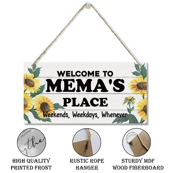 White_Mema_Wood_Sign,_Welcome_To_Mema'S_Place_Sign,_Welcome_Decor_|_For_Mema_Home,_Decorative_Wood_Hanging_Wood_Plaque,_Gate_Door_Hanger,_Wall_Decor_Art,_Mema_Birthday_Gift,_Mother'S_Day_Gift