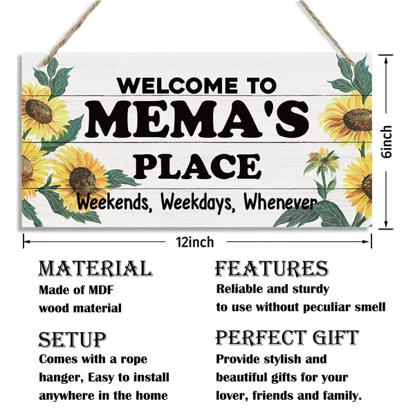 White_Mema_Wood_Sign,_Welcome_To_Mema'S_Place_Sign,_Welcome_Decor_|_For_Mema_Home,_Decorative_Wood_Hanging_Wood_Plaque,_Gate_Door_Hanger,_Wall_Decor_Art,_Mema_Birthday_Gift,_Mother'S_Day_Gift