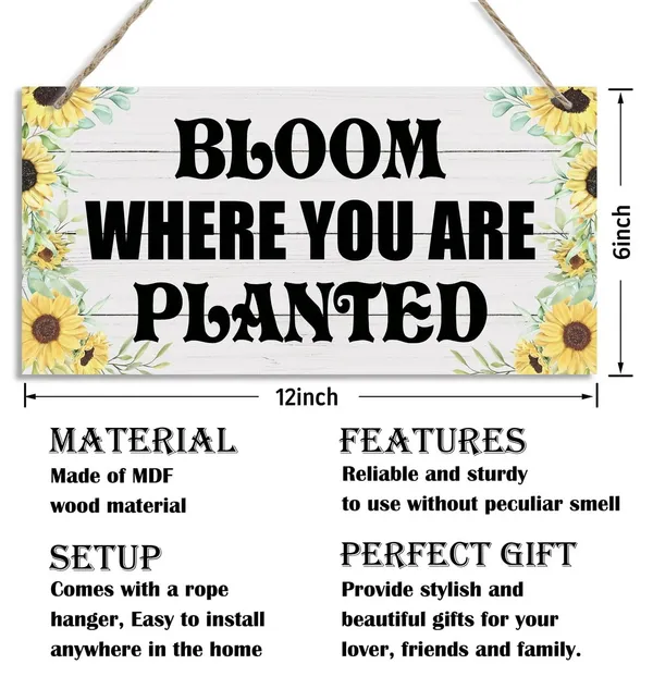 White_Inspirational_Wood_Signs,_Decorative_Wood_Hanging_Wood_Plaque,_Floral_Decor,_Wall_Decor_Art,_Garden_Hanging_Decor,_Farmhouse_Home_Decor,_Gift_|_For_Mom_Women_Gardener,_Bloom_Where_You_Are_Planted