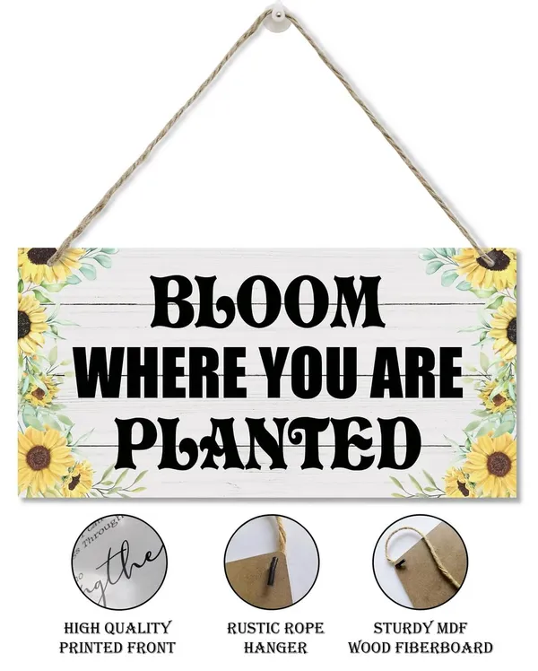 White_Inspirational_Wood_Signs,_Decorative_Wood_Hanging_Wood_Plaque,_Floral_Decor,_Wall_Decor_Art,_Garden_Hanging_Decor,_Farmhouse_Home_Decor,_Gift_|_For_Mom_Women_Gardener,_Bloom_Where_You_Are_Planted