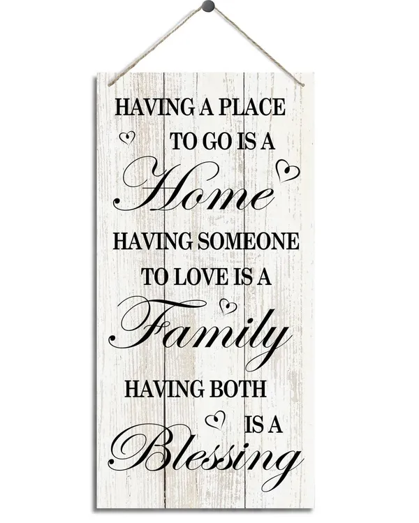 White_Inspirational_Wood_Signs,_Family_Sign,_Decorative_Wood_Hanging_Wood_Plaque,_Rustic_Door_Sign,_Wall_Decor_Art,_Warm_Home_Decor,_New_House_Decor,_Housewarming_Gifts,_Having_Place_To_Go_Is_Home