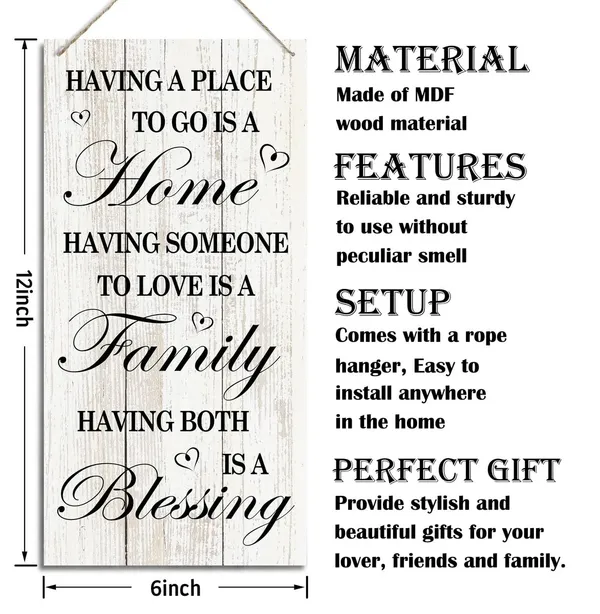 White_Inspirational_Wood_Signs,_Family_Sign,_Decorative_Wood_Hanging_Wood_Plaque,_Rustic_Door_Sign,_Wall_Decor_Art,_Warm_Home_Decor,_New_House_Decor,_Housewarming_Gifts,_Having_Place_To_Go_Is_Home