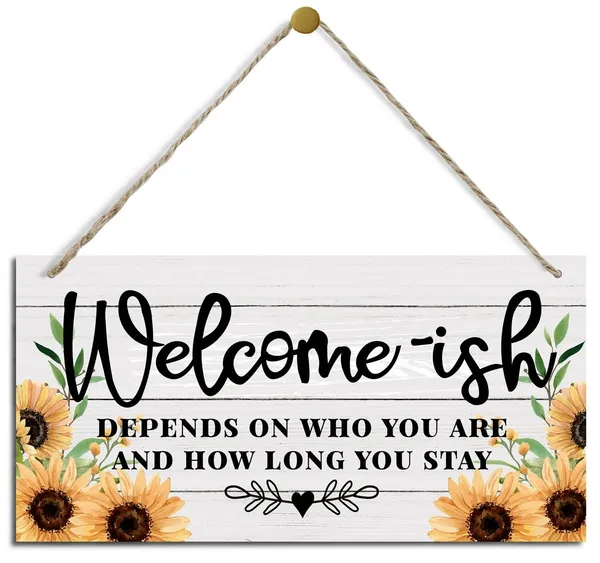 White_Welcome_Wood_Signs,_Decorative_Wood_Hanging_Wood_Plaque,_Rustic_Door_Hanger,_Wall_Decor_Art,_Funny_Welcome_Sign,_Farmhouse_Decor_|_For_Home_Front_Door,_Welcome-Ish_Depends_Who_You_Are_How_Long_You_Stay