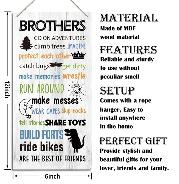 White_Brother_Signs,_Decorative_Wood_Hanging_Wood_Plaque,_Rustic_Door_Sign,_Farmhouse_Home_Wall_Decor_Art,_Decor_|_For_Boys_Bedroom,_Brothers_Rules,_Son_Playroom_Rules,_Christmas_Gift_|_For_Boys