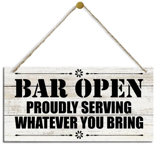 White_Bar_Decor_Signs,_Decorative_Wood_Hanging_Wood_Plaque,_Rustic_Welcome_Sign,_Door_Hanger_|_For_Bar_Opening,_Wall_Decor_Art,_Farmhouse_Bar_Cafe_Walldecor,_Bar_Open_Proudly_Serving_Whatever_You_Bring