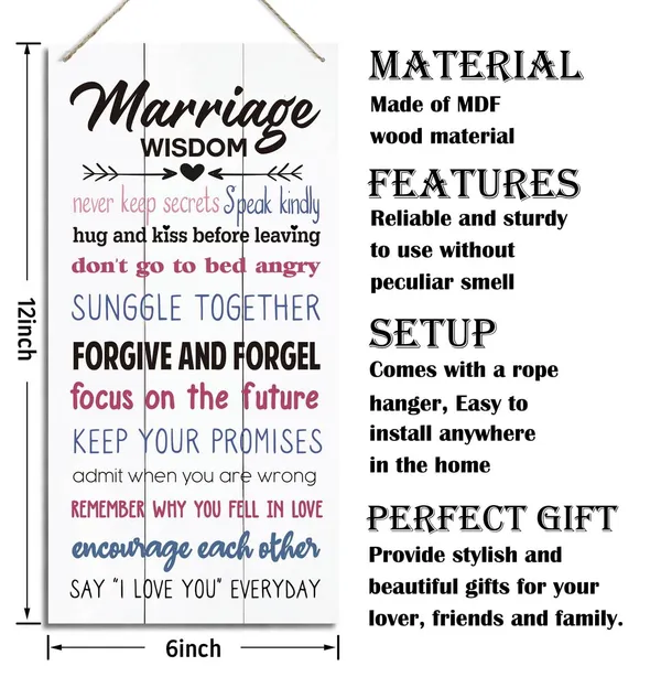 White_Marriage_Wisdom_Signs,_Decorative_Wood_Hanging_Wood_Plaque,_Rustic_Door_Sign,_Farmhouse_Home_Wall_Decor_Art,_Family_Love_Sign,_Plaque_|_For_Anniversary,_Wedding_Gift_|_For_Couple,_Wedding_House_Decor