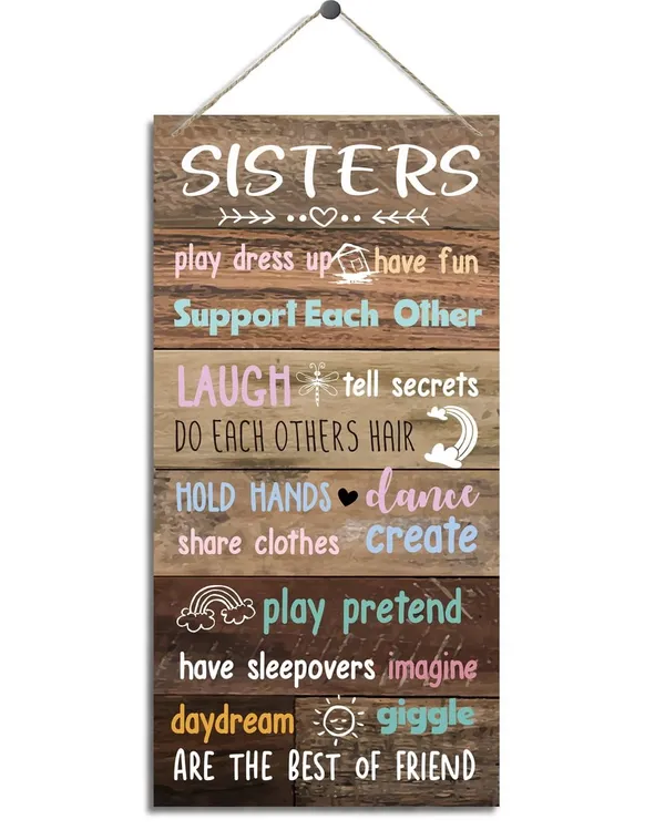 Brown_&__Beige_Sisters_Signs,_Decorative_Wood_Hanging_Wood_Plaque,_Rustic_Door_Sign,_Farmhouse_Home_Wall_Decor_Art,_Decor_|_For_Girls_Bedroom,_Sisters_Rules,_Daughter_Playroom_Rules,_Christmas_Gift_|_For_Girls