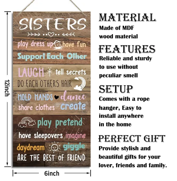 Brown_&__Beige_Sisters_Signs,_Decorative_Wood_Hanging_Wood_Plaque,_Rustic_Door_Sign,_Farmhouse_Home_Wall_Decor_Art,_Decor_|_For_Girls_Bedroom,_Sisters_Rules,_Daughter_Playroom_Rules,_Christmas_Gift_|_For_Girls