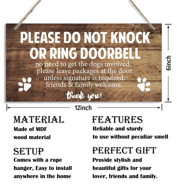 White_Pet_Decor_Signs,_Decorative_Wood_Hanging_Wood_Plaque,_Rustic_Door_Hanger,_Dog_Home_Door_Sign,_Farmhouse_Home_Wall_Decor_Art,_Please_Do_Not_Knock_Or_Ring_Doorbell,_No_Need_To_Get_The_Dogs_Involved