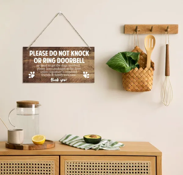 White_Pet_Decor_Signs,_Decorative_Wood_Hanging_Wood_Plaque,_Rustic_Door_Hanger,_Dog_Home_Door_Sign,_Farmhouse_Home_Wall_Decor_Art,_Please_Do_Not_Knock_Or_Ring_Doorbell,_No_Need_To_Get_The_Dogs_Involved