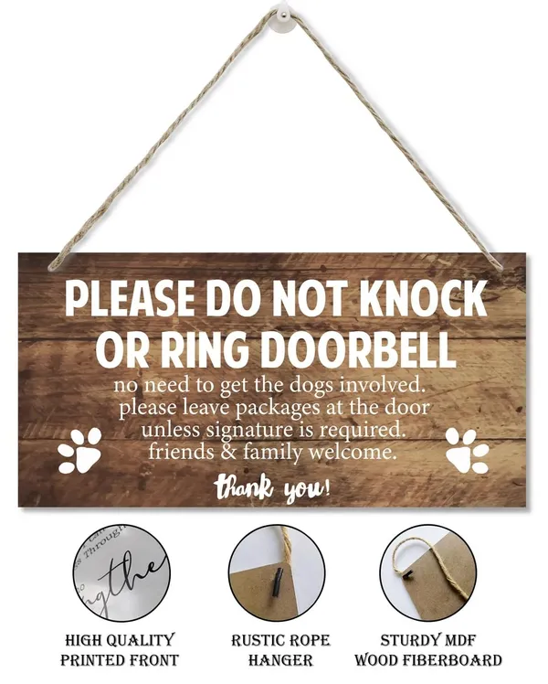 White_Pet_Decor_Signs,_Decorative_Wood_Hanging_Wood_Plaque,_Rustic_Door_Hanger,_Dog_Home_Door_Sign,_Farmhouse_Home_Wall_Decor_Art,_Please_Do_Not_Knock_Or_Ring_Doorbell,_No_Need_To_Get_The_Dogs_Involved