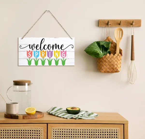 White_Spring_Wood_Sign,_Welcome_Spring_Sign,_Decorative_Wood_Hanging_Wood_Plaque,_Wall_Decor_Art,_Welcome_Sign_|_For_Front_Door,_Floral_Door_Hanger,_Wooden_Sign_Plaque_|_For_Yard,_Farmhouse_Home_Decor