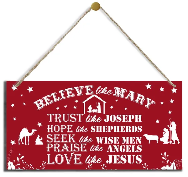 White_Christian_Decor,_Decorative_Wood_Hanging_Wood_Plaque,_Christian_Artwork,_Christmas_Decor,_Rustic_Wooden_Holiday_Decor,_Home_Wall_Decor_With_Rope,_Living_Room_Decor,_Bedroom_Decor,_Believe_Like_Marry