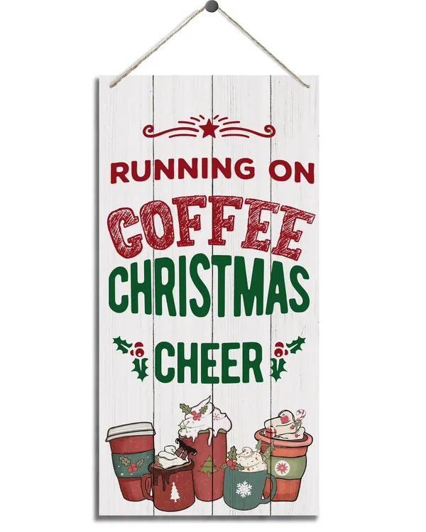 White_Christmas_Decor,_Decorative_Wood_Hanging_Wood_Plaque,_Merry_Christmas_Decoration_|_For_Home_Cafe_Restaurant,_Christmas_Party_Decor,_Christmas_Wall_Decor_With_Rope,_Running_On_Coffee_Christmas_Cheer