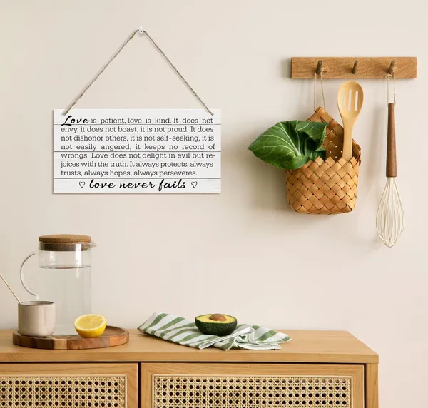 White_Inspirational_Wood_Signs,_Decorative_Wood_Hanging_Wood_Plaque,_Rustic_Door_Sign,_Wall_Decor_Art,_Home_Hanging_Decor_Sign,_Family_Love_Sign,_Farmhouse_Decor_|_For_Home,_Love_Is_Patient,_Love_Is_Kind_Sign